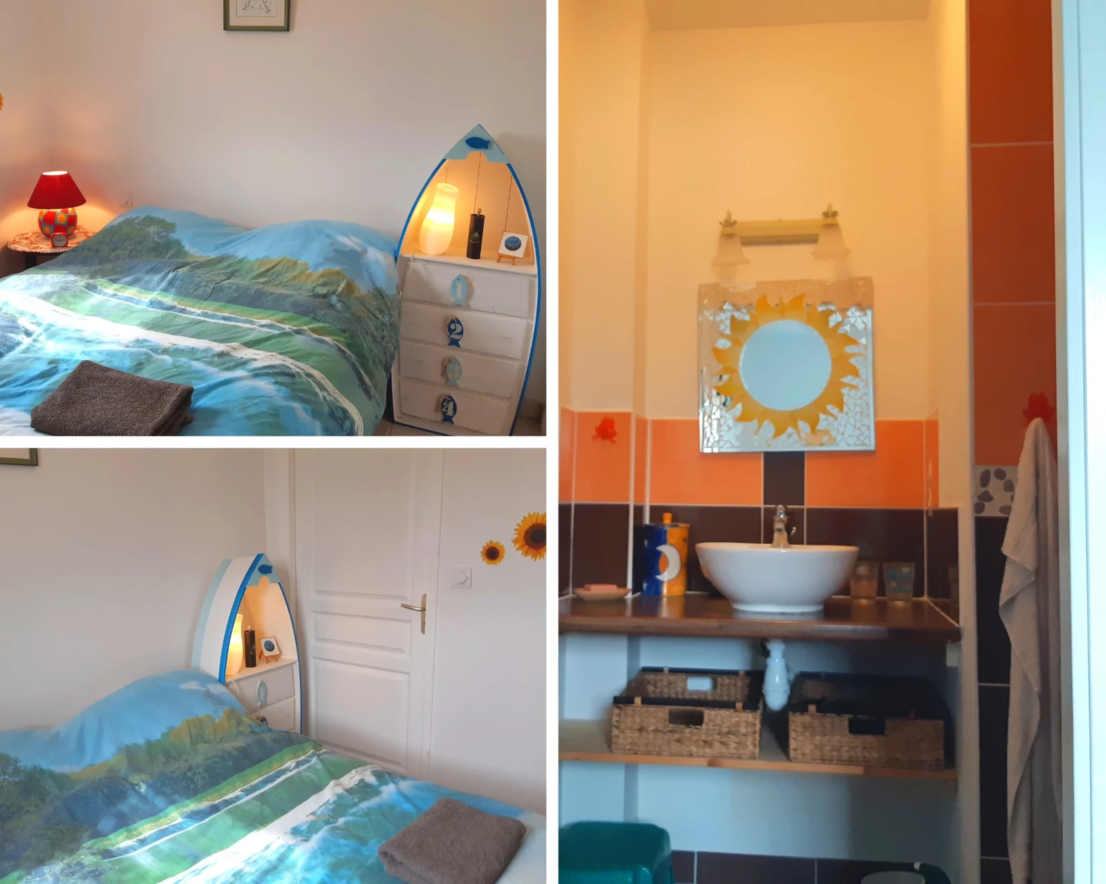 Chambre RDC + salle d'eau - Location Loctudy